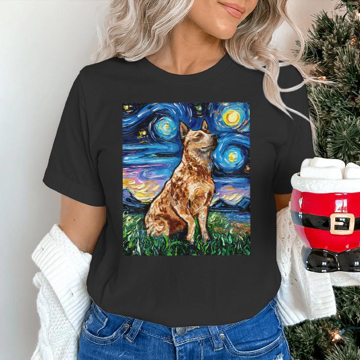 Red Heeler Starry Night Cattle Dog Colorful Art By Aja For Men Women Girls Kids Unisex T-Shirt, gift for family, gift for coworker