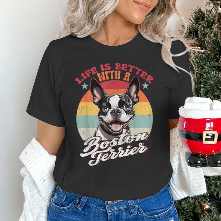 Retro Life Is Better With Boston Terrier Mom Dog Lover Unisex T-Shirt, Boston Terrier Mom Shirts, gift for family, gift for coworker
