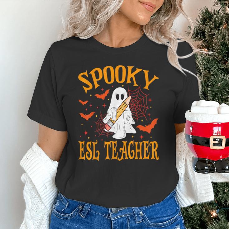 Spooky ESL Teacher Ghost Halloween School Women Unisex T-Shirt, Esl Teacher Shirts, gift for family, gift for coworker Spooky ESL Teacher Ghost Halloween School Women Unisex T-Shirt, Esl Teacher Shirts, gift for family, gift for coworker