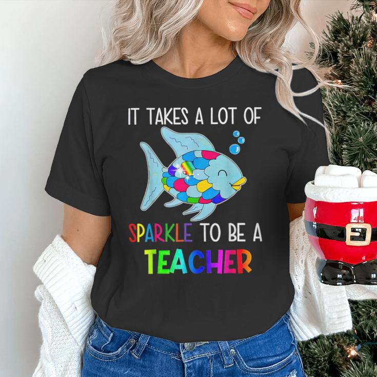 It Takes A Lot Of Sparkle To Be A Teacher Rainbow Fish For Men Women Unisex T-Shirt, gift for family, gift for coworker It Takes A Lot Of Sparkle To Be A Teacher Rainbow Fish For Men Women Unisex T-Shirt, gift for family, gift for coworker