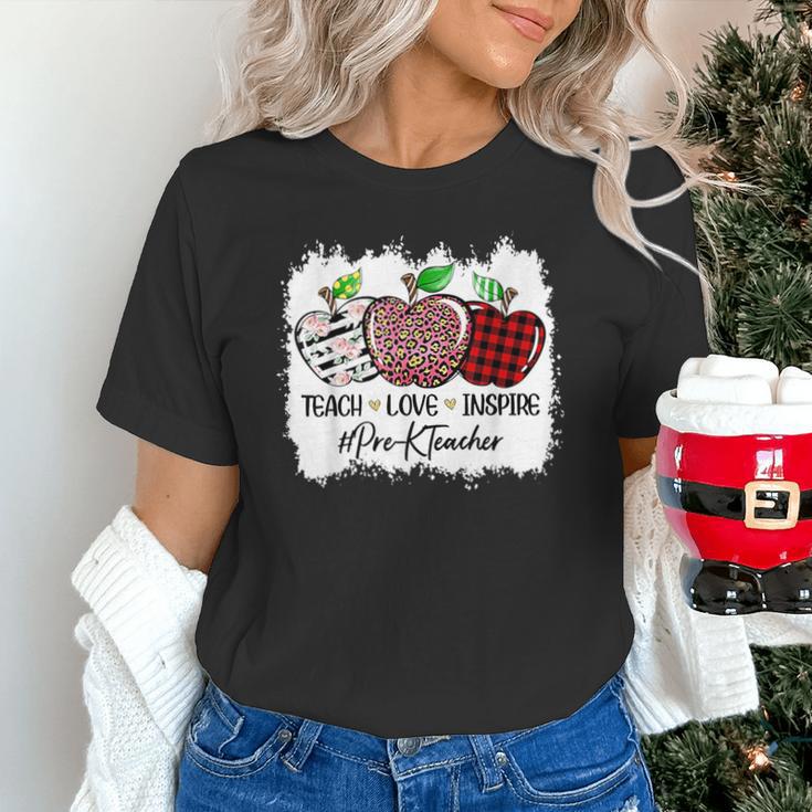 Teach Love Inspire Pre-k Teacher Apple Leopard Red Plain Unisex T-Shirt, gift for family, gift for coworker