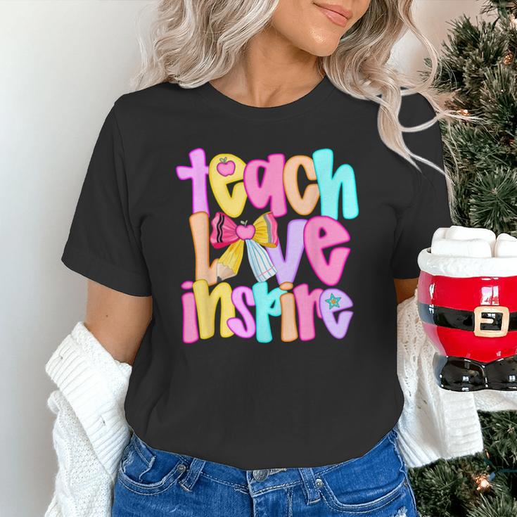 Teach Love Inspire Preppy Back To School Teacher Women Unisex T-Shirt, gift for family, gift for coworker Teach Love Inspire Preppy Back To School Teacher Women Unisex T-Shirt, gift for family, gift for coworker
