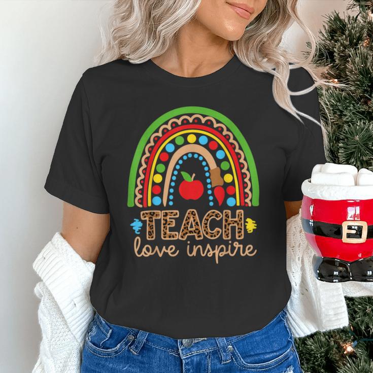 Teach Love Inspire Rainbow Leopard Cheetah Print Teacher Unisex T-Shirt, gift for family, gift for coworker Teach Love Inspire Rainbow Leopard Cheetah Print Teacher Unisex T-Shirt, gift for family, gift for coworker