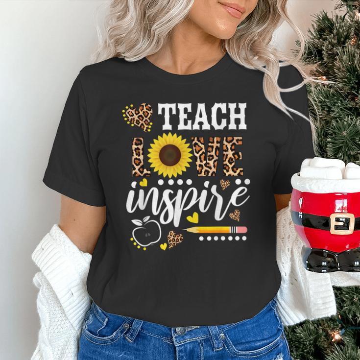 TEACH LOVE INSPIRE Teacher Sunflower Appreciation Unisex T-Shirt, gift for family, gift for coworker TEACH LOVE INSPIRE Teacher Sunflower Appreciation Unisex T-Shirt, gift for family, gift for coworker