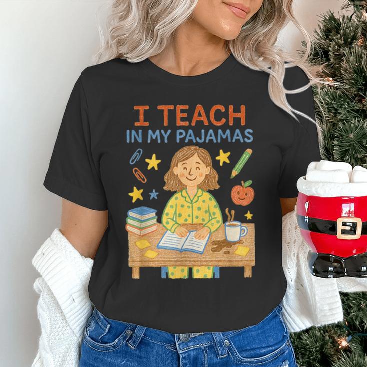 I Teach In My Pajamas Crayon Home School Teacher PJs Unisex T-Shirt, gift for family, gift for coworker