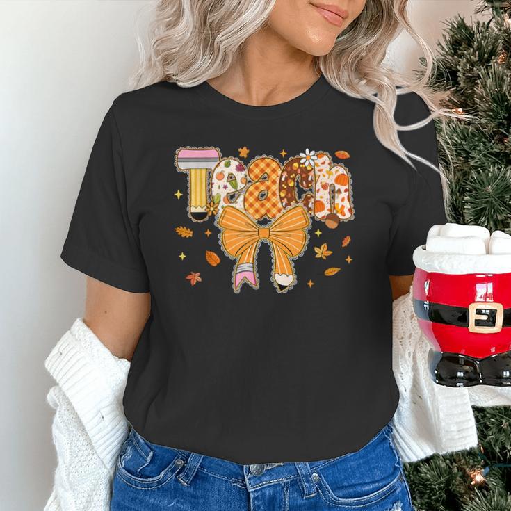 Thanksgiving Teacher Pencil Bow One Thankful Teacher Fall Unisex T-Shirt, gift for family, gift for coworker