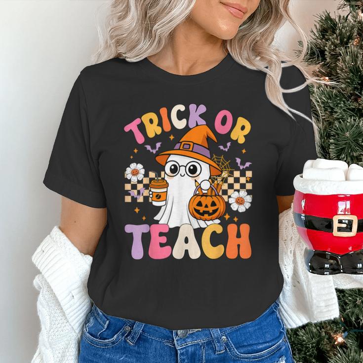 Trick Or Teach Cute Ghost Coffee Pumpkins Halloween Teacher Unisex T-Shirt, gift for family, gift for coworker Trick Or Teach Cute Ghost Coffee Pumpkins Halloween Teacher Unisex T-Shirt, gift for family, gift for coworker