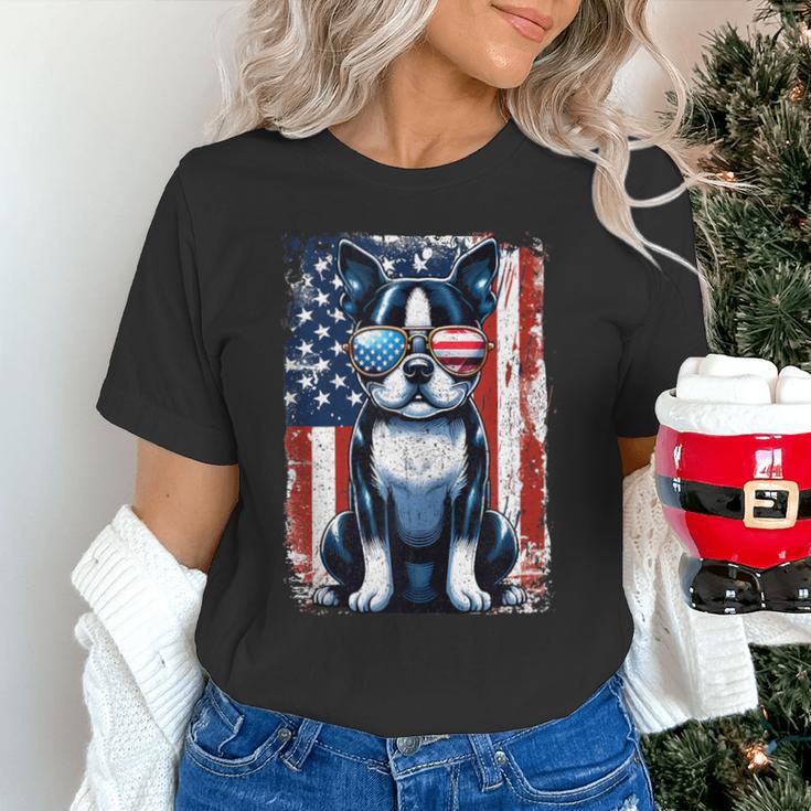 Vintage Boston Terrier Dog American USA US Flag Pets Lovers Tank Top Unisex T-Shirt, American Boston Terrier Shirts, gift for family, gift for coworker