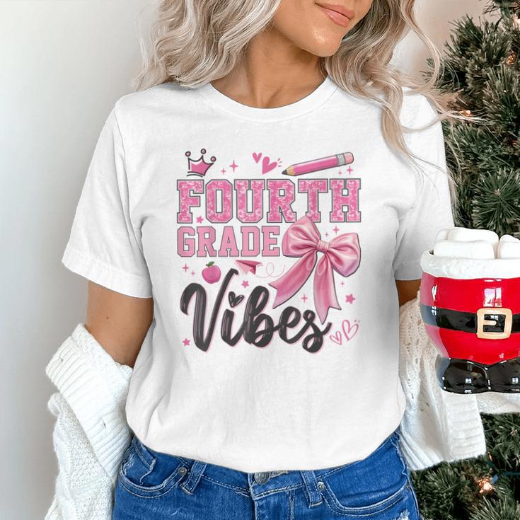 4th Fourth Grade Vibes Back To School Coquette Teacher Girl Unisex T-Shirt, 4th Grade Teacher Shirts, gift for family, gift for coworker