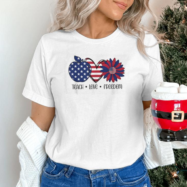 American Flag Teach Love Freedom Preschool Teacher 4th July Unisex T-Shirt, gift for family, gift for coworker American Flag Teach Love Freedom Preschool Teacher 4th July Unisex T-Shirt, gift for family, gift for coworker