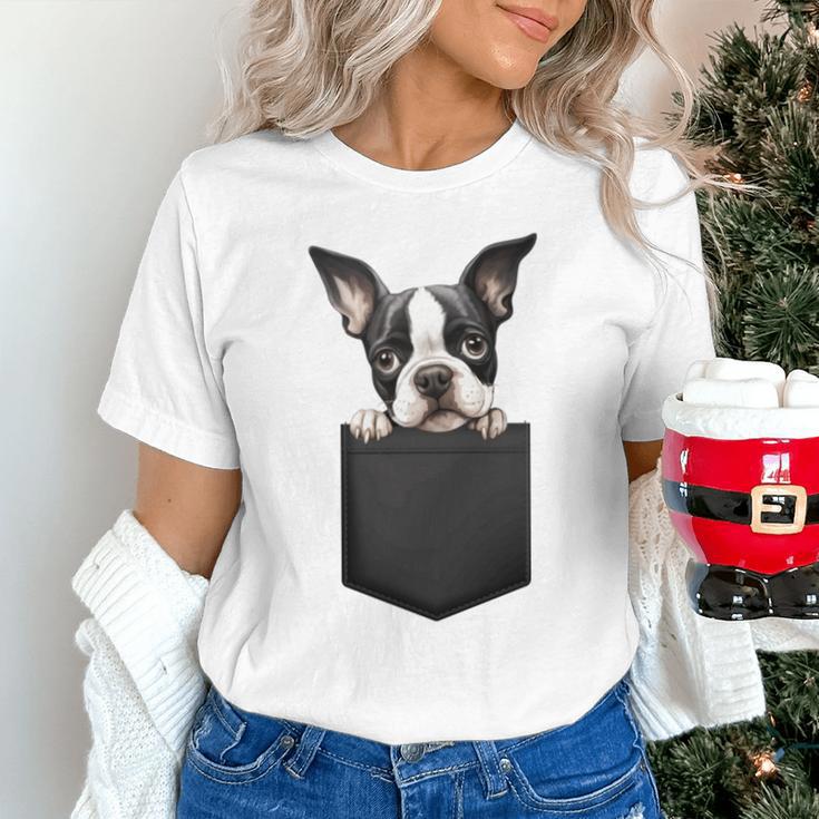 Boston Terrier Dog Puppy Dog In Pocket Cute Pet Lover Unisex T-Shirt, gift for family, gift for coworker