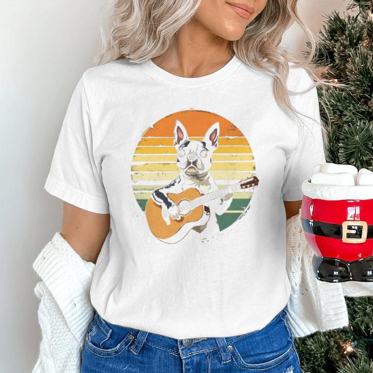 Boston Terrier Guitar Retro Unisex T-Shirt, gift for family, gift for coworker