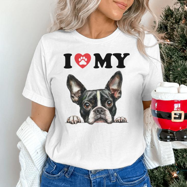 Boston Terrier I Heart My Dog Dog Lover Unisex T-Shirt, gift for family, gift for coworker