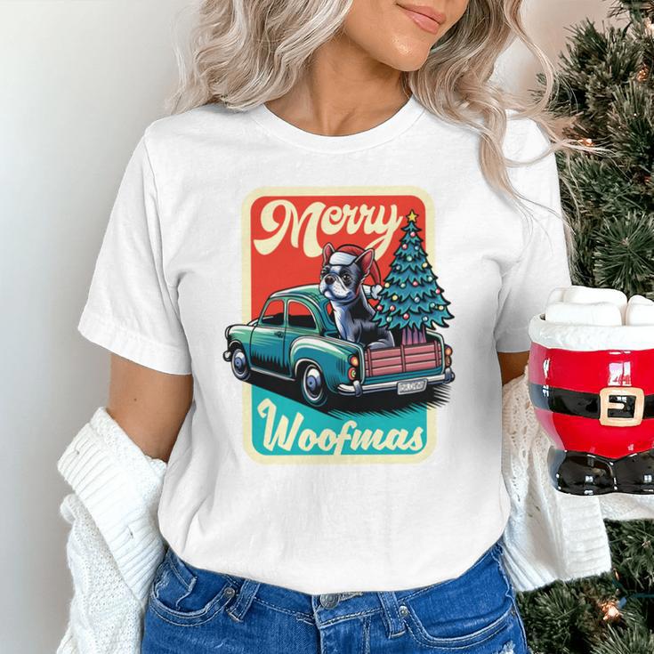 Boston Terrier Merry Christmas Tree Truck Santa Dog X-Mas Unisex T-Shirt, Boston Terrier Christmas Shirts, gift for family, gift for coworker