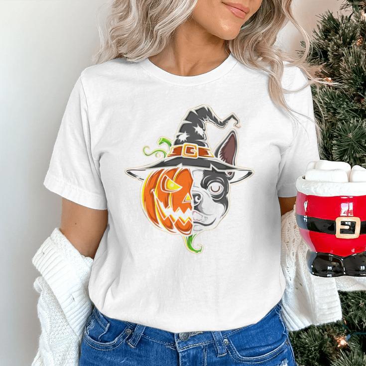 Boston Terrier Pumpkin Jack O Lantern Halloween Unisex T-Shirt, Boston Terrier Halloween Shirts, gift for family, gift for coworker