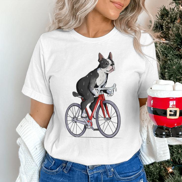 Boston Terrier Riding Bicycle Cute Bostie Biker Raglan Baseball Tee Unisex T-Shirt, Boston Terrier Riding Shirts, gift for family, gift for coworker
