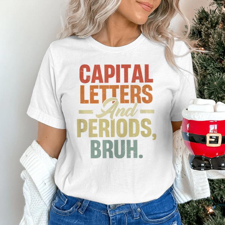 Capital Letters And Periods Bruh Teacher Grammar Kids Unisex T-Shirt, gift for family, gift for coworker Capital Letters And Periods Bruh Teacher Grammar Kids Unisex T-Shirt, gift for family, gift for coworker