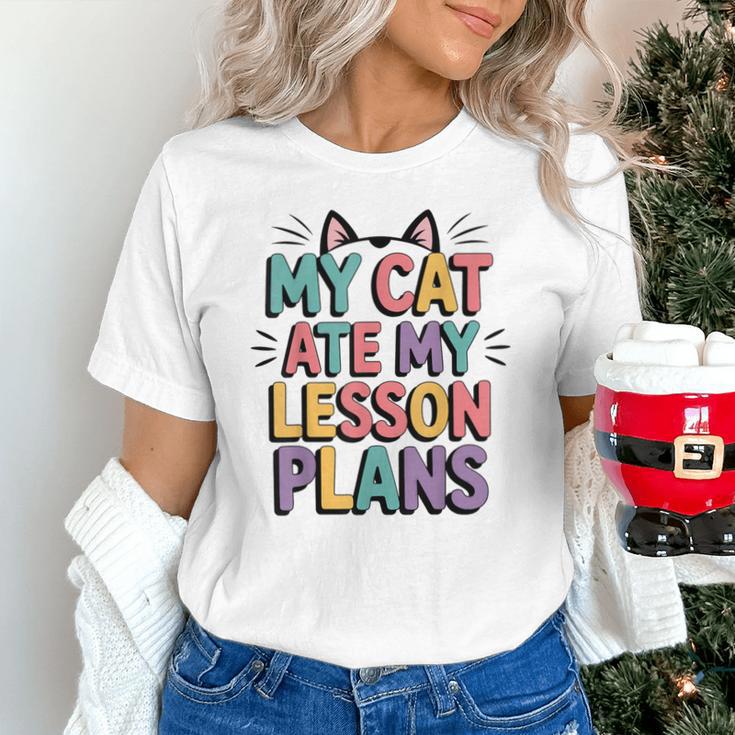 My Cat Ate My Lesson Plans Teacher Cat Humor Unisex T-Shirt, gift for family, gift for coworker My Cat Ate My Lesson Plans Teacher Cat Humor Unisex T-Shirt, gift for family, gift for coworker