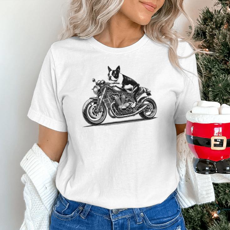 Cool Boston Terrier Riding a Motorcycle Biker Dog Lover For Men Women Kids Unisex T-Shirt, Boston Terrier Riding Shirts, gift for family, gift for coworker
