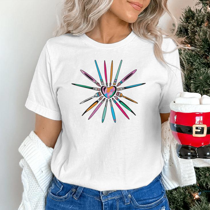 Cool Brush Heart Shape Art Teacher Paint For Artist Painter Unisex T-Shirt, gift for family, gift for coworker