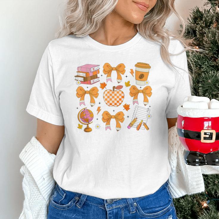 Coquette Bow Teacher Thanksgiving Fall Autumn Girls Women Unisex T-Shirt, gift for family, gift for coworker Coquette Bow Teacher Thanksgiving Fall Autumn Girls Women Unisex T-Shirt, gift for family, gift for coworker