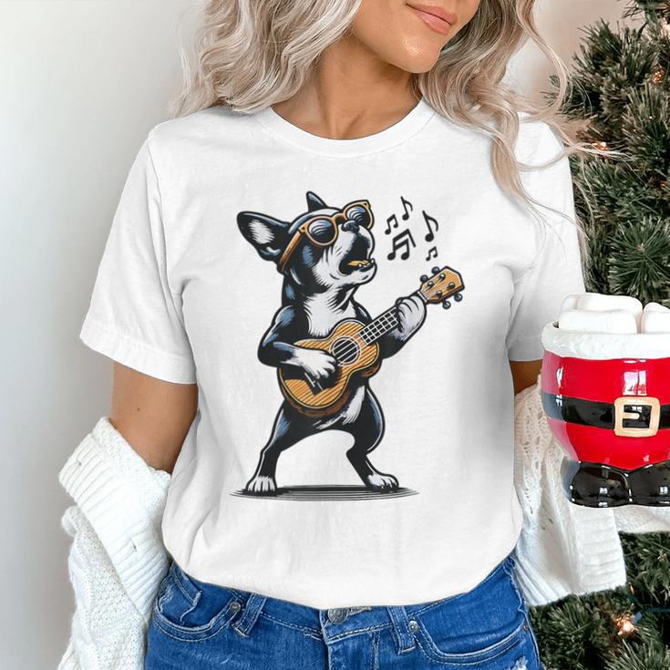 Dog Playing Guitar Singing Boston Terrier For Men Women Girls Kids Unisex T-Shirt, gift for family, gift for coworker