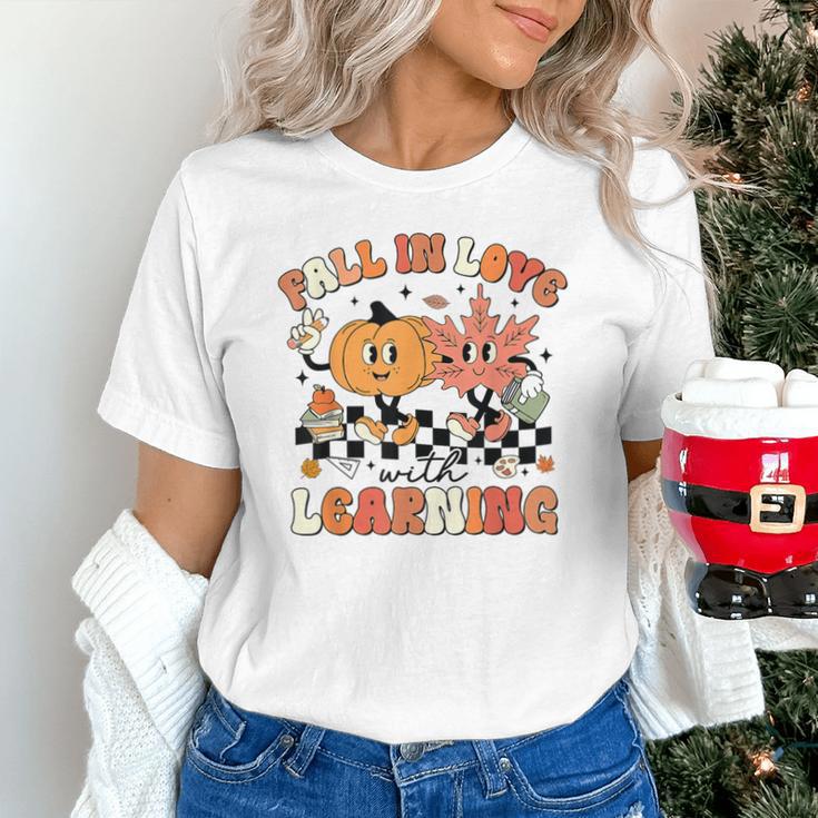 Fall In Love With Learning Teacher Retro Thanksgiving Unisex T-Shirt, gift for family, gift for coworker Fall In Love With Learning Teacher Retro Thanksgiving Unisex T-Shirt, gift for family, gift for coworker