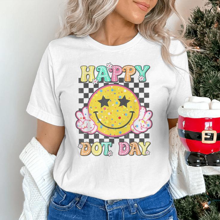 Happy Dot Day Hippie Flowers Smile Face Groovy Teacher Kids Unisex T-Shirt, Groovy Teacher Shirts, gift for family, gift for coworker