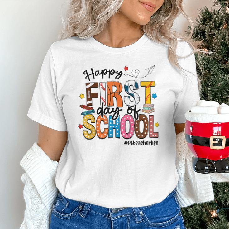 Happy First Day Of School PE Teacher Life Back To School Unisex T-Shirt, Pe Teacher Shirts, gift for family, gift for coworker Happy First Day Of School PE Teacher Life Back To School Unisex T-Shirt, Pe Teacher Shirts, gift for family, gift for coworker