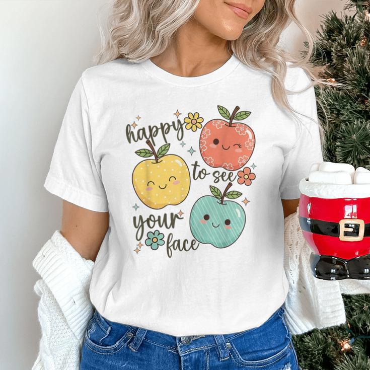 Happy To See Your Face Teacher Apple Unisex T-Shirt, gift for family, gift for coworker