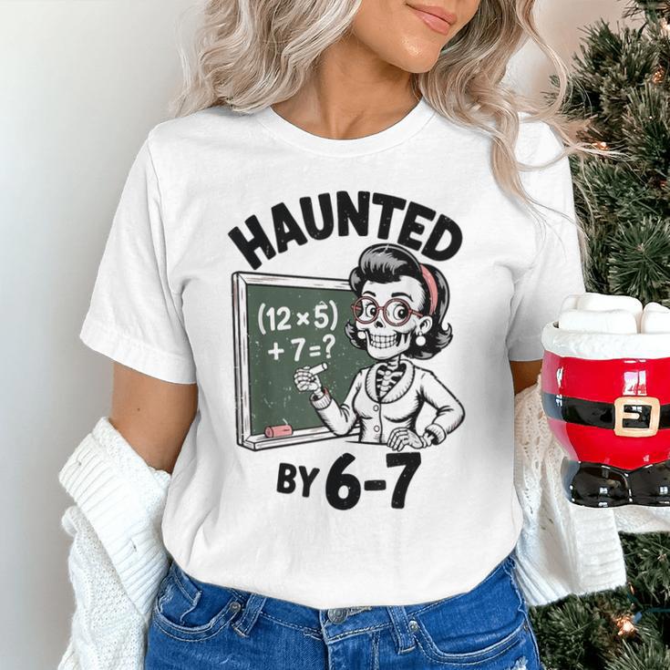 Haunted 67 Skeleton Math Teacher Halloween Costume Math Pun Unisex T-Shirt, gift for family, gift for coworker
