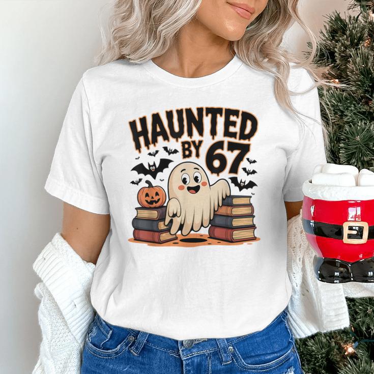 Haunted By 67 Teacher Ghost Pumpkin Halloween Costum Unisex T-Shirt, gift for family, gift for coworker Haunted By 67 Teacher Ghost Pumpkin Halloween Costum Unisex T-Shirt, gift for family, gift for coworker