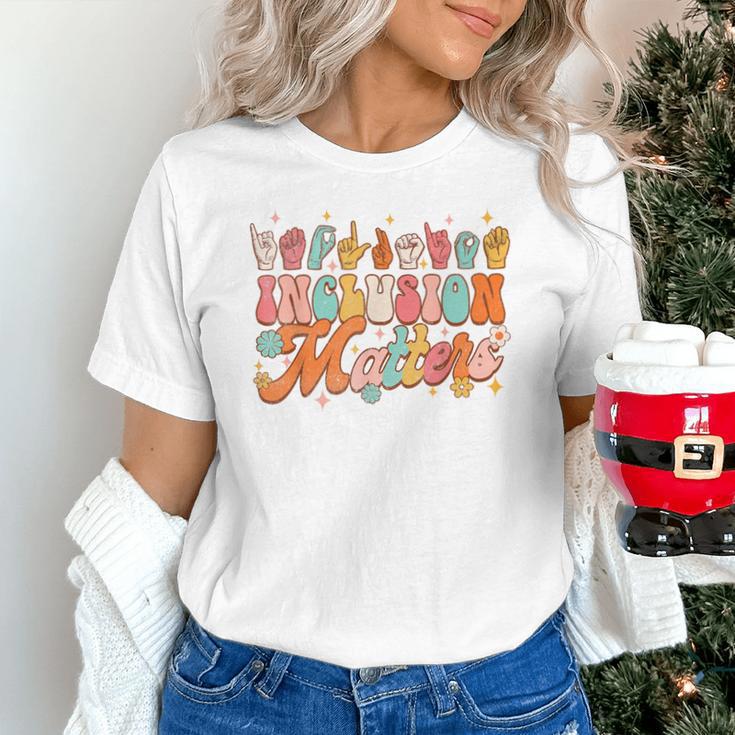 Inclusion Matters Groovy American Sign Language ASL Teacher For Men Women Unisex T-Shirt, Groovy Teacher Shirts, gift for family, gift for coworker Inclusion Matters Groovy American Sign Language ASL Teacher For Men Women Unisex T-Shirt, Groovy Teacher Shirts, gift for family, gift for coworker