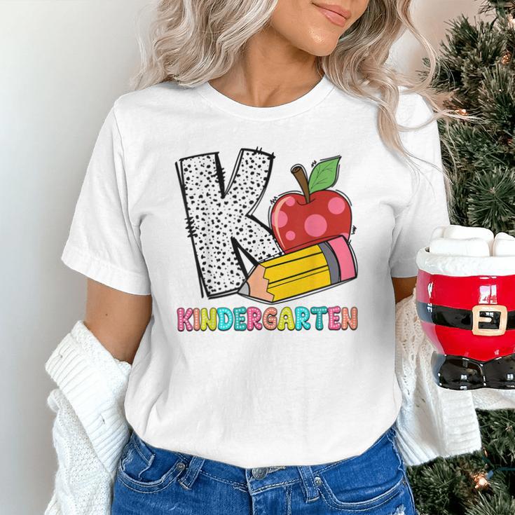 K Is For Kindergarten Teacher Pencil Apple Back To School Unisex T-Shirt, gift for family, gift for coworker