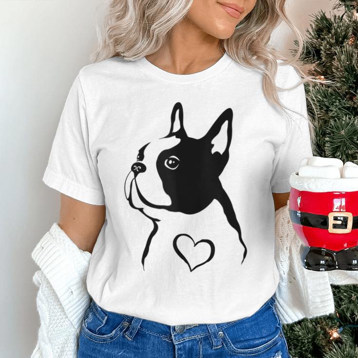 I Love My Boston Terrier Dog With Heart Unisex T-Shirt, gift for family, gift for coworker