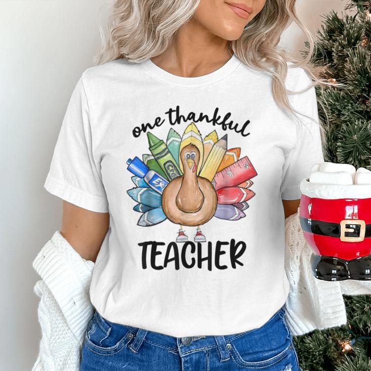 One Thankful Teacher Turkey Pencil Thanksgiving Teachers Unisex T-Shirt, gift for family, gift for coworker