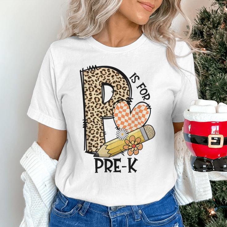 P Is For Pre K Teacher Leopard First Day Of School For Men Women Girls Kids Unisex T-Shirt, gift for family, gift for coworker