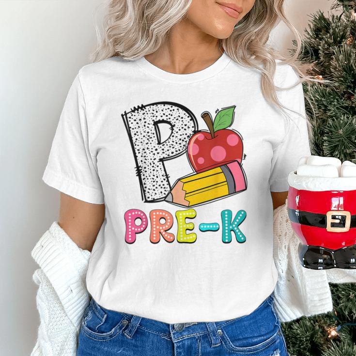P Is For Pre-K Teacher Pencil Apple Back To School Unisex T-Shirt, gift for family, gift for coworker
