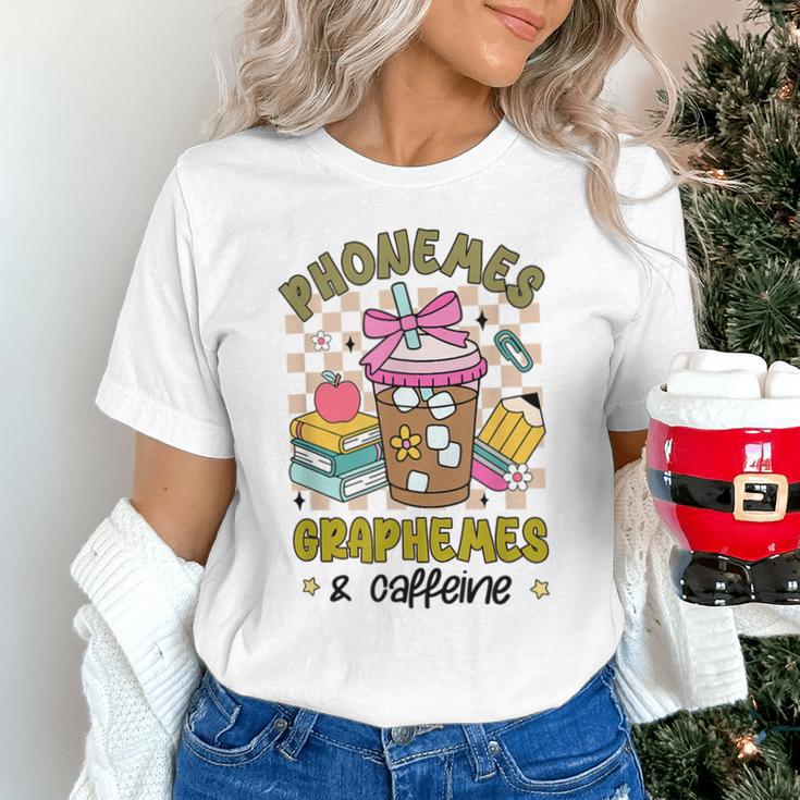 Phonemes Graphemes Caffeine Back To School Reading Teacher Unisex T-Shirt, gift for family, gift for coworker Phonemes Graphemes Caffeine Back To School Reading Teacher Unisex T-Shirt, gift for family, gift for coworker