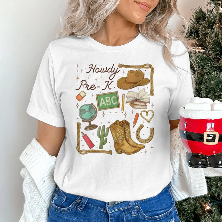 Retro Howdy Pre-K Back To School Western Teacher Unisex T-Shirt, gift for family, gift for coworker
