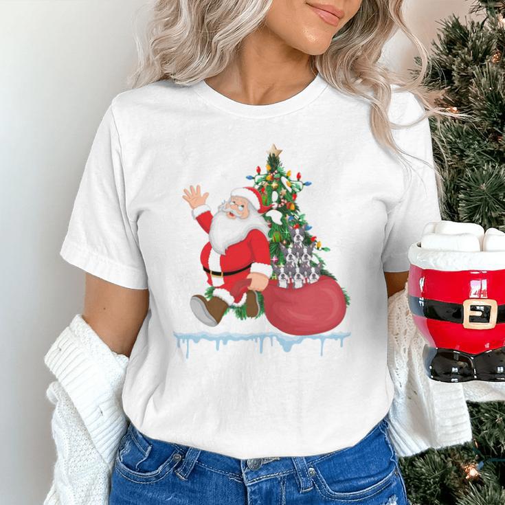 Santa Ugly Christmas Tree Lights Boston Terrier Dog Lover Unisex T-Shirt, Boston Terrier Christmas Shirts, gift for family, gift for coworker