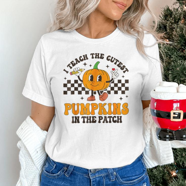 I Teach The Cutest Pumpkins In The Patch Groovy Teacher Fall Unisex T-Shirt, Groovy Teacher Shirts, gift for family, gift for coworker