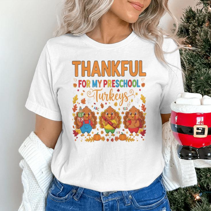 Teach Thanksgiving Teacher Thankful For My Preschool Turkeys Unisex T-Shirt, gift for family, gift for coworker