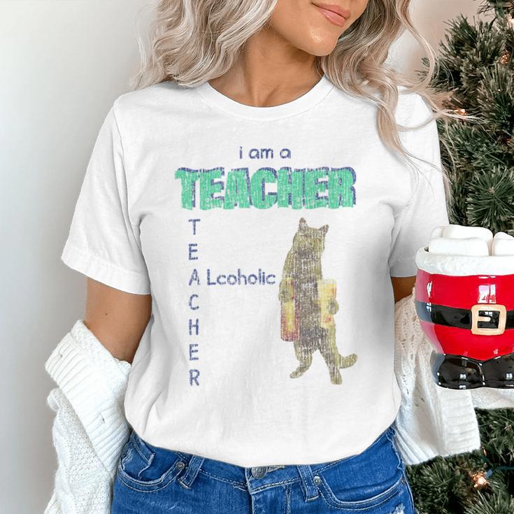 I Am A Teacher Alcoholic Cat Beer Feline Men Women Unisex T-Shirt, gift for family, gift for coworker I Am A Teacher Alcoholic Cat Beer Feline Men Women Unisex T-Shirt, gift for family, gift for coworker