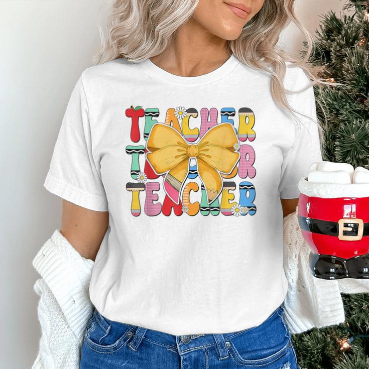 Teacher Pencil Coquette Bow Back To School Teacher Unisex T-Shirt, gift for family, gift for coworker Teacher Pencil Coquette Bow Back To School Teacher Unisex T-Shirt, gift for family, gift for coworker