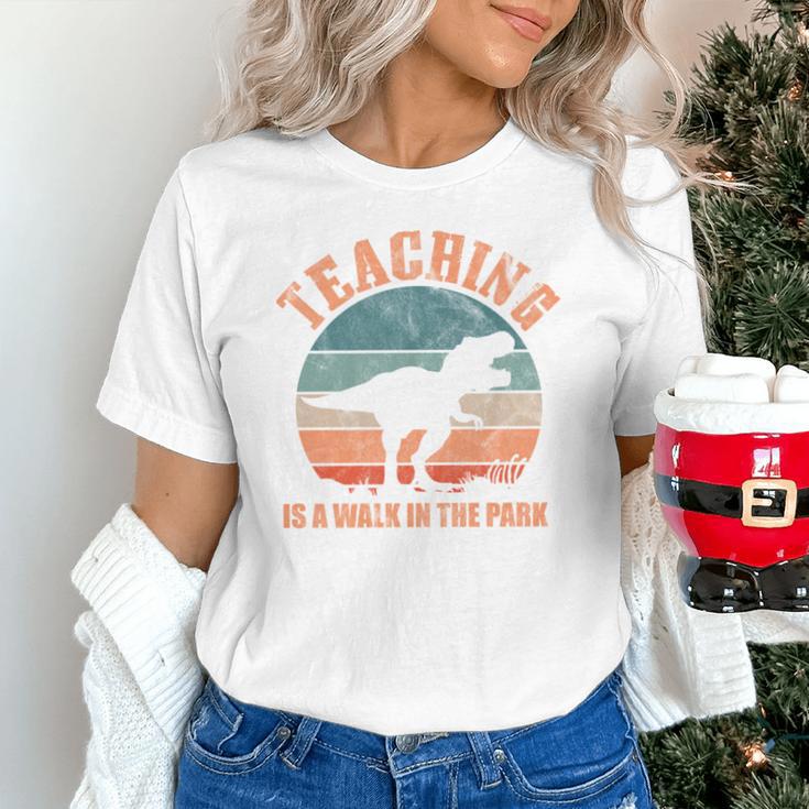 Teaching Is A Walk In The Park Teacher T-Rex Retro Unisex T-Shirt, gift for family, gift for coworker