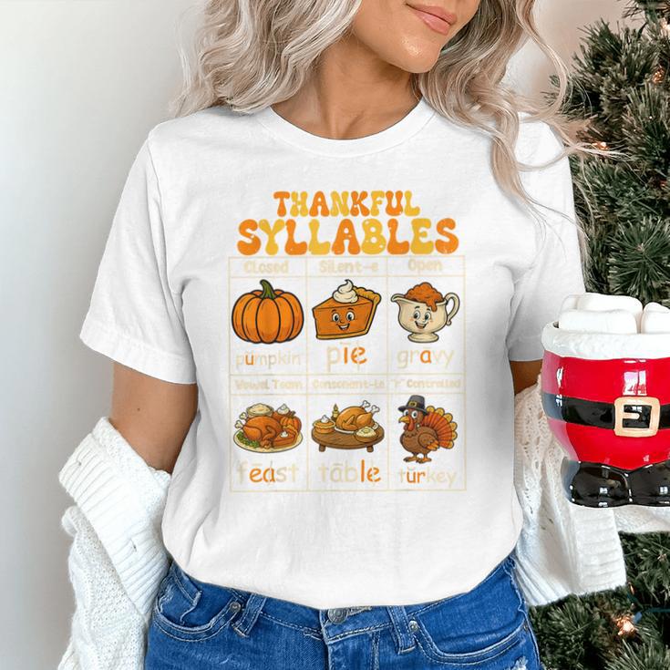 Thankful Syllables Teacher Thanksgiving Educational Kids Unisex T-Shirt, gift for family, gift for coworker Thankful Syllables Teacher Thanksgiving Educational Kids Unisex T-Shirt, gift for family, gift for coworker
