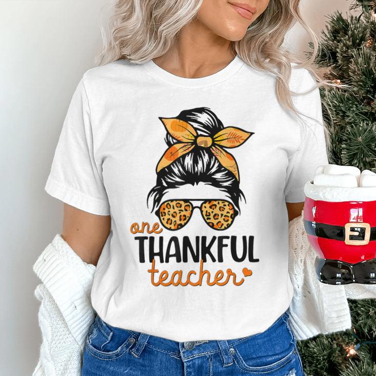 Thanksgiving Shirt Teacher Women Messy Bun Thankful Teacher Unisex T-Shirt, gift for family, gift for coworker Thanksgiving Shirt Teacher Women Messy Bun Thankful Teacher Unisex T-Shirt, gift for family, gift for coworker