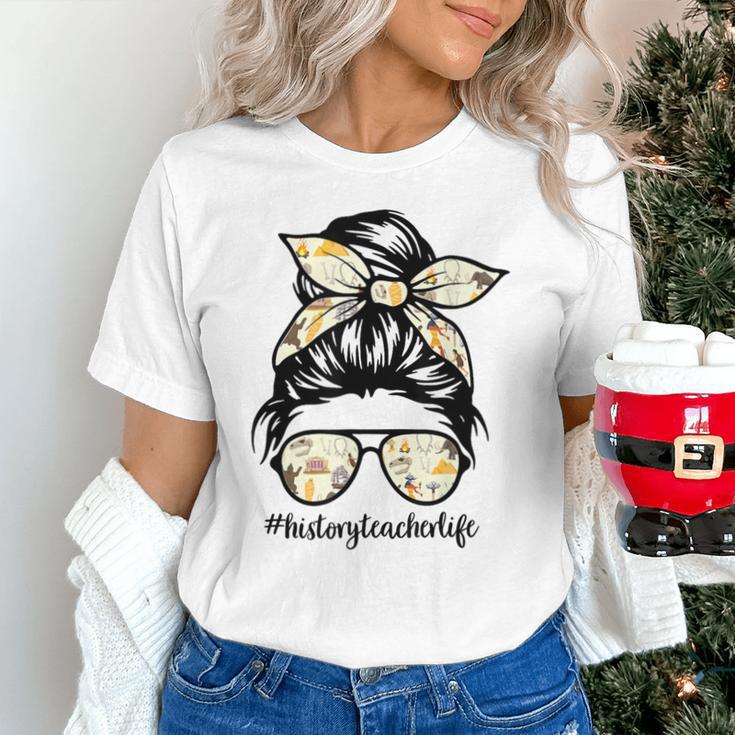 History Teacher Messy Bun Life Hair Glasses Unisex T-Shirt, History Teacher Shirts, gift for family, gift for coworker History Teacher Messy Bun Life Hair Glasses Unisex T-Shirt, History Teacher Shirts, gift for family, gift for coworker