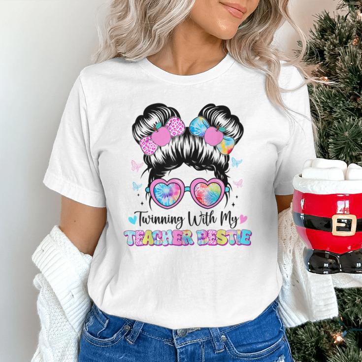Twinning With My Teacher Bestie Twin Day Friends Teacher Unisex T-Shirt, gift for family, gift for coworker Twinning With My Teacher Bestie Twin Day Friends Teacher Unisex T-Shirt, gift for family, gift for coworker